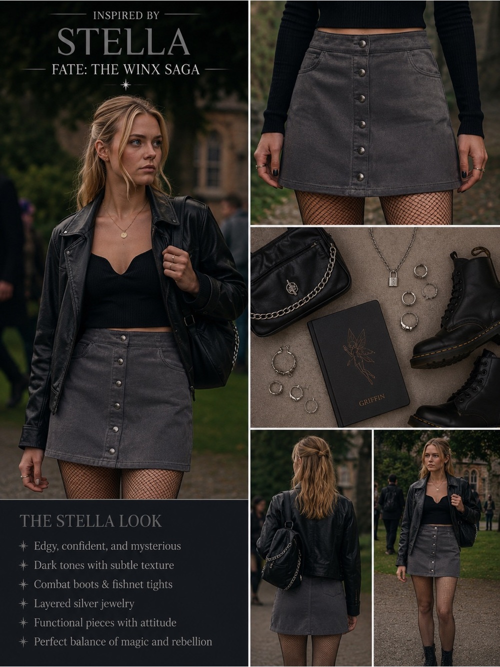 Washed Grey Button-Front Mini Skirt | Size 6 | Fate: Winx Saga Stella Core